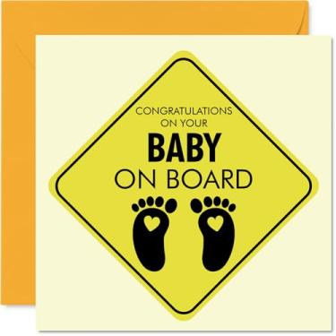 Imagem de Stuff4 Cartão unissex New Baby - Bebê a bordo - Cartão de parabéns bem feito para amigos, família, colega, vizinho, 145 mm, cartões de felicitações Welcome To The World