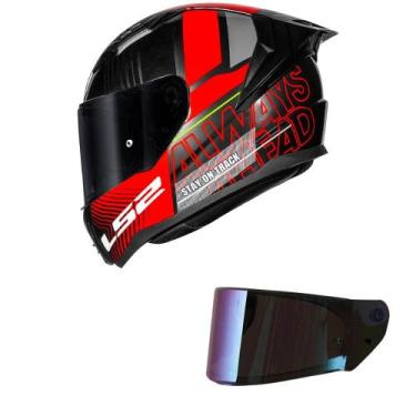Imagem de Capacete LS2 FF810 Vigo Shift Jeans Cinza e Vermelho Mais Viseira Cama