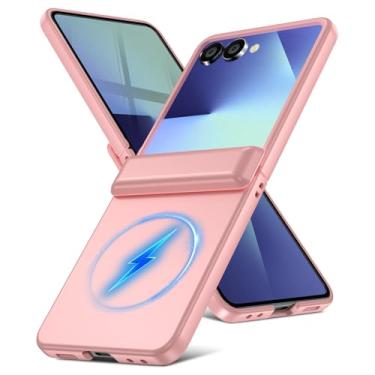 Imagem de YSLBWLE Capa para Samsung Galaxy Z Flip 7 com proteção de dobradiça e carregamento magnético e fina, capa de telefone de proteção militar de corpo inteiro para Galaxy Z Flip 7 Rosa 29-zflip7-06