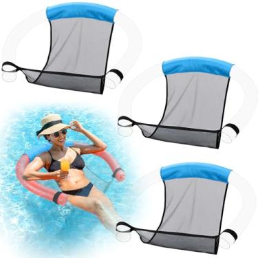 Imagem de Soulchen 3 peças de malha flutuante para cadeira de macarrão para piscina, assento flutuante de água para adultos, brinquedos de praia, natação, acessórios de festa ao ar livre, macarrão de piscina