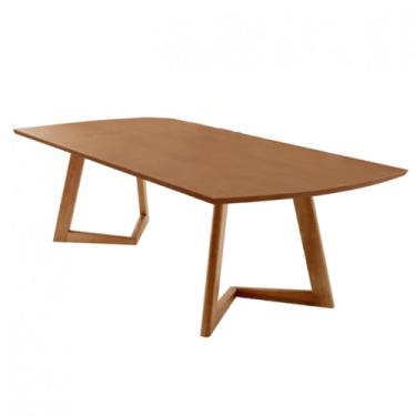 Imagem de Mesa para Sala de Jantar Munique 220cm Madeira Tampo Barril Laminado Moderna Mobília