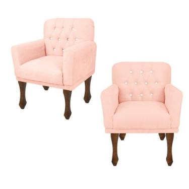 Imagem de Kit 02 Poltrona Decorativa Com Pés Retrô Safira - In-9 Decor