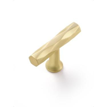 Imagem de Maçanetas de armário JIASENBAO Ouro escovado, 5 unidades, cobre martelado, para gaveta, cômoda, armário de cozinha, penteadeira, armário de banheiro, losango