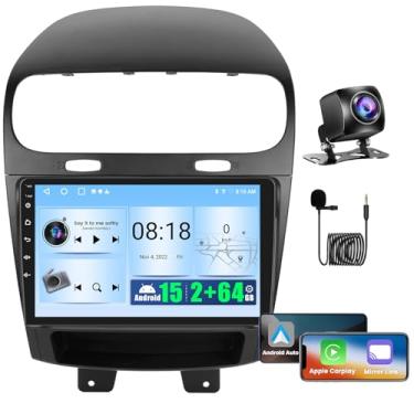Imagem de [2 + 64 GB] Android 15 estéreo para carro Dodge Journey 2011-2019/FIAT Freemont 2012-2014, rádio veicular com tela sensível ao toque de 9 polegadas para viagem com câmera de backup sem fio CarPlay