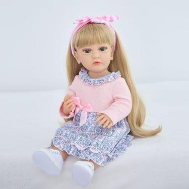Imagem de Boneca Bebê Reborn Silicone Realista 55cm Original Kit Acessórios Conj