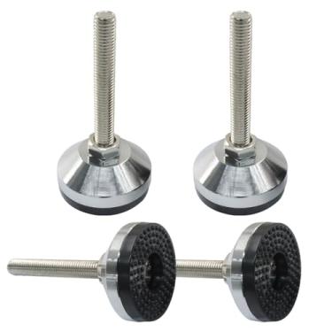 Imagem de PHITUODA Pacote com 4 pés de nivelamento resistentes, nivelador de perna ajustável antiderrapante para móveis, niveladores giratórios de borracha rosqueada para bancada/máquina/armário (D60 x M12 x 90