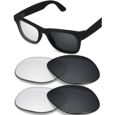 Imagem de BLAZERBUCK Lentes de reposição polarizadas anti-sal para RayBan Meta Wayfarer RW4008 53 mm - 2 pares fotocromáticas transparentes a pretas