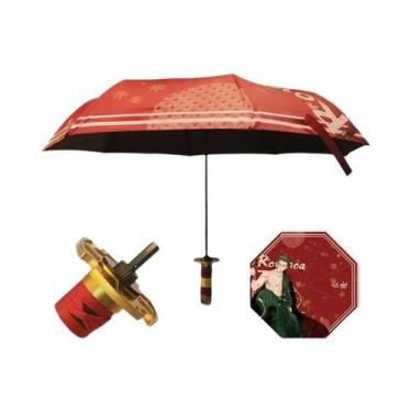 Imagem de Guarda-chuva Dobrável De Katana De Roronoa Zoro Com Bloqueio UV Preto,