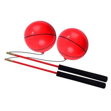 Imagem de YIJU Bola de exercício, bolas de balanço, estica braços e ombros com haste, jogo de arremesso manual ao ar livre para parque, adultos, crianças, idosos, Vermelho