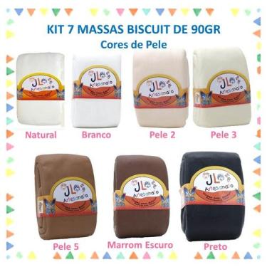 Imagem de Kit 7 Massas De Biscuit Jl 90 Gramas Cores De Pele - Jl Artesanato
