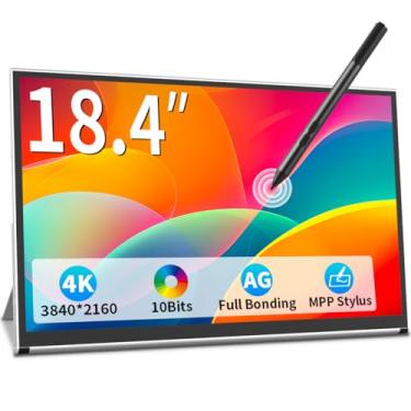 Imagem de Monitor portátil 4K 18,4 polegadas Touchscreen, 3840 x 2160 10 bits, antirreflexo, ligação óptica, compatível com caneta MPP Stylus, tela externa para laptop HDR Eye Care Gaming Computer Display para