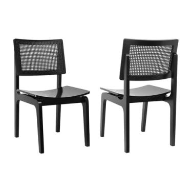 Imagem de Kit 2 Cadeiras Gus Madeira Maciça Encosto Telinha - Preto - Assento Preto Madeira