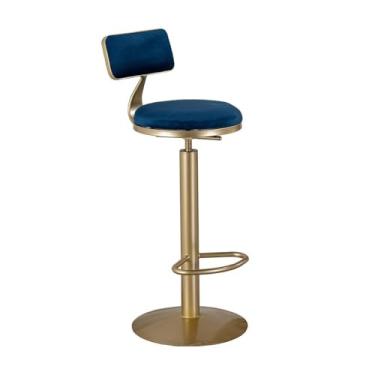 Imagem de ZzleoyuUUs-12 Banco de barra de ferro simples de montagem fácil para casa, restaurante, cadeira alta, superfície de veludo multicolorida opcional (azul)