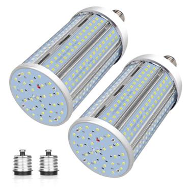 Imagem de Lâmpada LED de milho de 120 W, pacote com 2, luz super brilhante de 14400 lúmens, lâmpada de milho branco de luz do dia 5000K, lâmpada de LED grande base de mogul E26/E39 para uso externo interno
