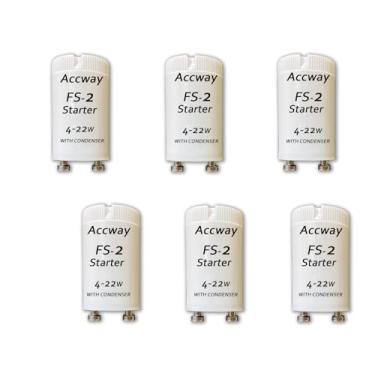 Imagem de Accway (Pacote com 6) FS-2 Fluorescente Starter com Condensador para 4Watts - Tubo Fluorescente Linear Pré-Aquecimento 22Watt, Lâmpada Circular, 110V-130V