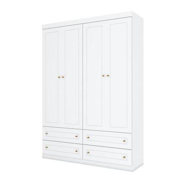 Imagem de Berço Montessoriano E Guarda Roupa Infantil Americano 4 Portas Branco Hp - Henn
