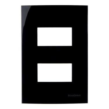 Imagem de Linha Sleek Ebony 4x2 Placa P/ 2 Módulos - Margirius, Preto