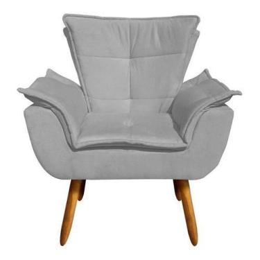 Imagem de Poltrona Opala Consultório Recepção - Suede Cinza - King Lar