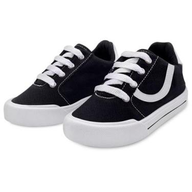 Imagem de Tênis Infantil Mz Shoes Mz Flex Unissex Preto/Branco, 20/21