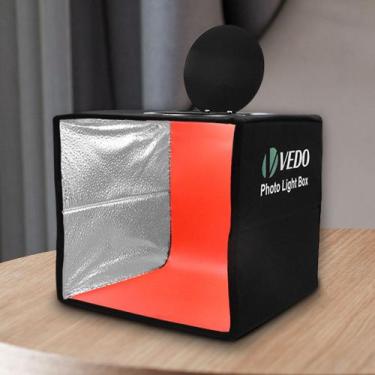 Imagem de Mini Estúdio Fotográfico Luz Led Dobrável 25cm Com 12 Cores de Fundo -