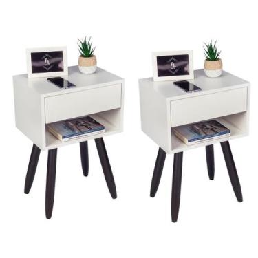 Imagem de Kit Mesa Cabeceira Retro 55 Altura Pés Marrom Escuro - Fl Decor