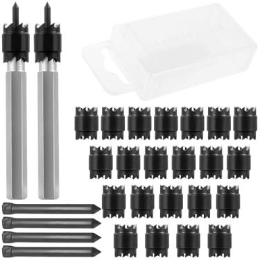 Imagem de VMBQRTI Pacote com 28 conjuntos de cortadores de solda por ponto, brocas de solda por ponto HSS de 2,5 cm dupla face, cortadores de furo de chapa metálica de haste hexagonal para furadeiras elétricas