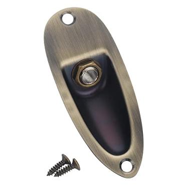 Imagem de XIYANGJUAN Conector de entrada de guitarra bronze estilo barco 1/10.2 cm tomada de saída de guitarra carregada virola para guitarra elétrica Fender Strat Stratocaster (Bronze)