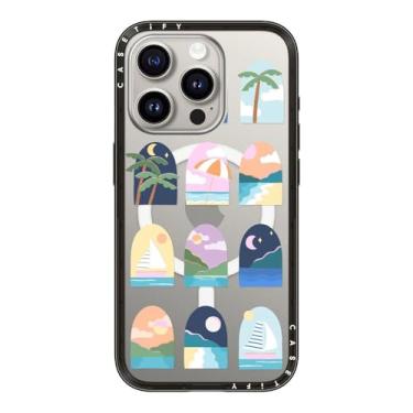 Imagem de CASETiFY Capa compacta para iPhone 15 Pro [fina e elegante/compatível com Magsafe/1,2 m. 2X proteção contra quedas de grau militar] - Beachy Vacay - Preto transparente