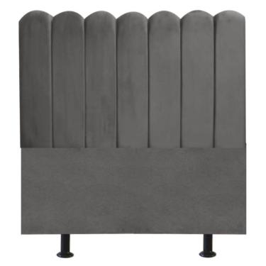 Imagem de Cabeceira Nuvem Cama Casal 140 Cm Alanis Suede Cinza Escuro
