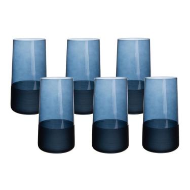 Imagem de Jogo De Copos Copa E Cia 6 Peças Duo 540ml Em Vidro Azul Navy