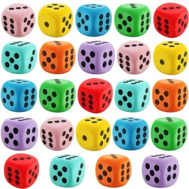 Imagem de Cotiny 24 Pack 2.36 Inch Large Dice EVA Foam Colorful Jumbo Game Dice for Board Game Classroom Party Favors Learning Tools, 8 Colors