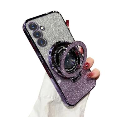 Imagem de Capa com suporte de anel brilhante para Samsung Galaxy S24 S25 Ultra S23 S22 Plus S21 S20 Fe A54 A55 A34 A14 A52 A15 Capa com suporte brilhante (para Samsung S23Ultra/PurpleSF)