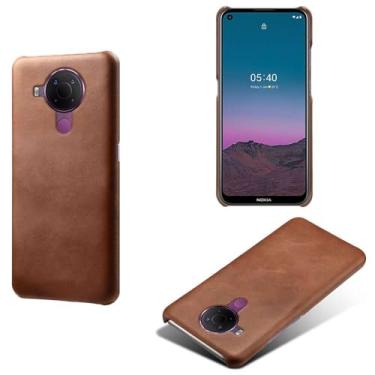 Imagem de Capa para NOKIA 5.4,Proteção contra quedas,Casca de volta de cor sólida simples,Design de couro de imitação de plástico-Brown