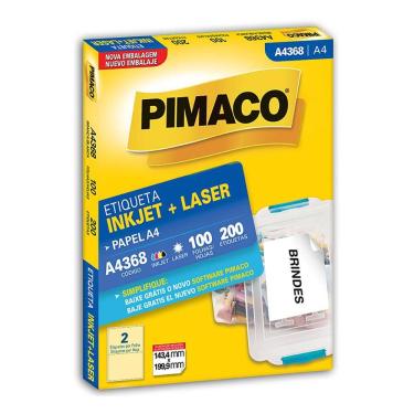 Imagem de Etiqueta inkjet/laser A4368 com 100 folhas Pimaco