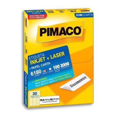 Imagem de Etiqueta inkjet/laser carta 6180 com 100 folhas Pimaco