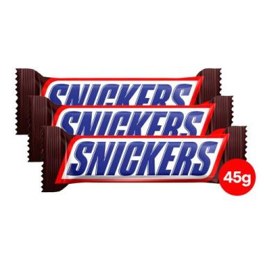 Imagem de Kit 3 Chocolate Snickers Original 45g