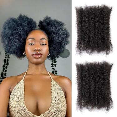 Imagem de Afro Kinkys cabelo humano a granel para extensões de dreadlock criar reparo trança micro torção cabelo humano afro crespo encaracolado extensões de lotes Locs 25 cm 2 pacotes 60 g 1B preto natural
