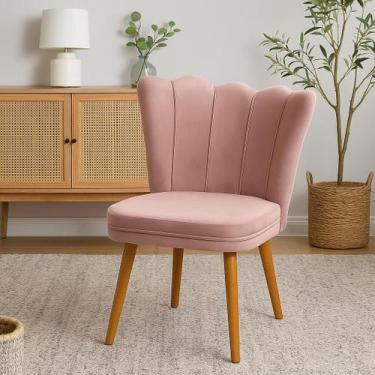 Imagem de Cadeira Decorativa Pétala Reta Veludo Premium Pés Retrô - Bela Móveis,
