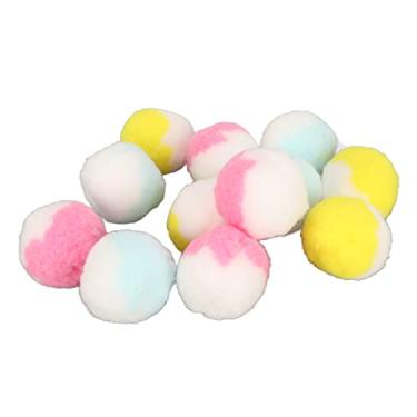 Imagem de 12 bolas de brinquedo para gatos para uso interno e interativo, brinquedo de mastigar para gatos, bolas coloridas de pelúcia para treinamento e brincadeiras de gatinho (4,5 cm/1 8 polegadas cores contrastantes)