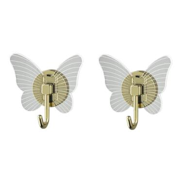 Imagem de Finyoffiy 2 ganchos de borboleta ganchos decorativos de parede leves luxuosos de alto nível, cabideiro, suporte de parede, ganchos de toalha para pendurar na parede (ouro champanhe)