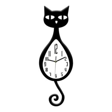 Imagem de Baoblaze Relógio de parede em formato de gato, relógio de acrílico suspenso moderno, multiuso, decoração interna, silencioso para quarto infantil, sala de