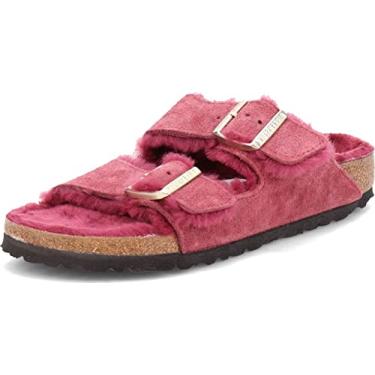 Imagem de Birkenstock Arizona Shearling Suede Leather estreito feminino | Marrom (1020464) (39, castanho)