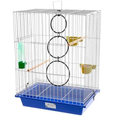 Imagem de Gaiola Viveiro Calopsita Agapornis Completa Com AcessóRios(AZUL COM SUPORTE)