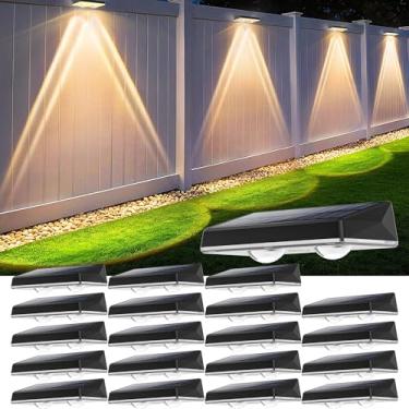 Imagem de SunFlickt Pacote com 20 lâmpadas solares para cerca de 20 | Luz de parede solar impermeável IP67 | Liga/desliga automática do crepúsculo ao amanhecer mais de 12 horas para exterior/quintal/trilho