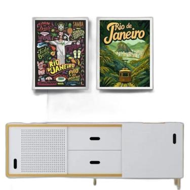 Imagem de Kit 2 Quadros Posters Rio De Janeiro 33X24Cm - Com Vidro