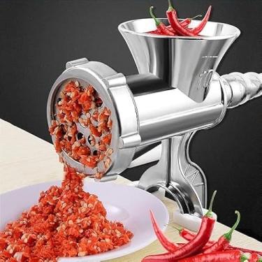 Imagem de Moedor de Carne Manual: Manivela, Portátil, Profissional, Carne Moída, Linguiça, Hambúrguer, Embutidos. Prensa Integrada