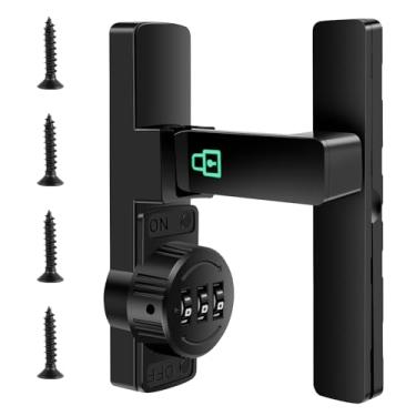 Imagem de ZJMCAJY Fechadura de porta de celeiro luminosa com senha mecânica, trava deslizante de segurança de 3 dígitos com senha multiuso, ferragens, liga de zinco, fechadura de porta sem chave para quarto