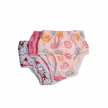 Imagem de Kit com 3 Calcinhas Algodão Infantil Estampada Kellynha, P, Sortidas