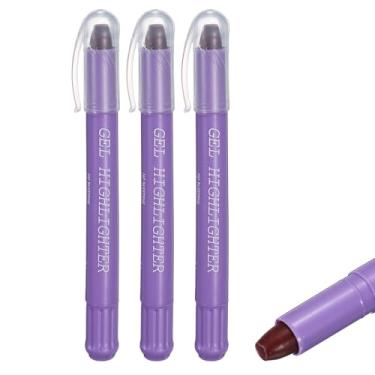 Imagem de PATIKIL Marcadores roxos, pacote com 3 isqueiros de gel sem sangramento, canetas de cera de cera neon com visão clara e brilhante bastão de gel giratório fofo para livros, escritório, adultos