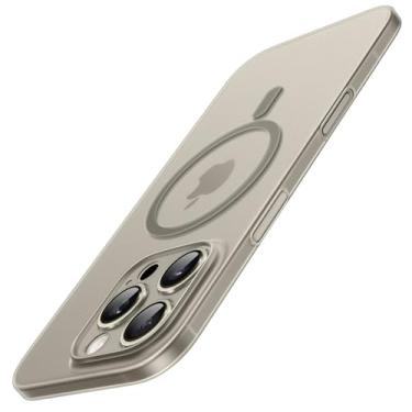 Imagem de JETech Capa Magnética Ultra Fino para iPhone 16 Pro Max 6,9 Polegadas Compatível com MagSafe, Case Proteção Total da Lente da Câmera, Capinha Rígida PP com Acabamento Fosco Leve (Titânio Natural)